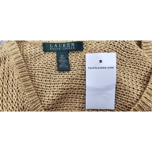NEW Ralph Lauren Tunic Sweater Khaki Open Knit Dolman Sleeve Womens 2X Coastal - Picture 3 of 12